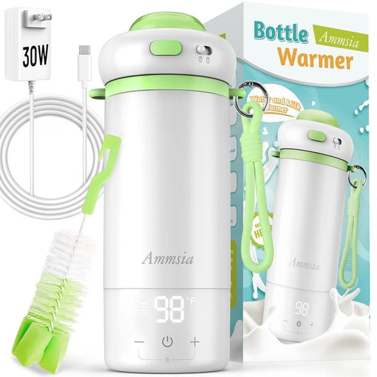 Portable bottle warmer, heats up and charges quickly.